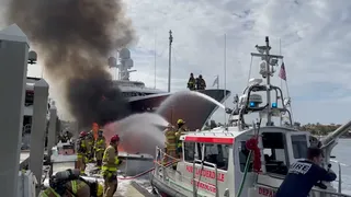 Yacht Damaged By Nearby Fire in Fort Lauderdale