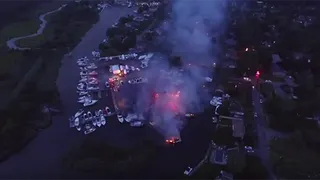 Fire Engulfs Long Island Marina