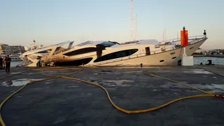 M/Y Good Times in port sunken
