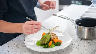 Chef Sarah Hunter of  M/Y Northern Escape plating