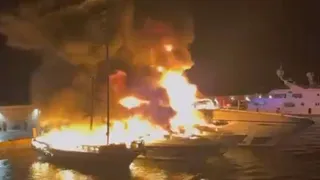 Fire Sinks Four Yachts in Greek Marina