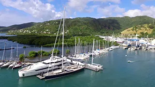 Aerial view of Carenantilles marine center in Le Marin, Martinique